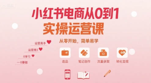 小红书电商从0到1实操运营课，从零开始，简单易学 - 搞薯条网-搞薯条网