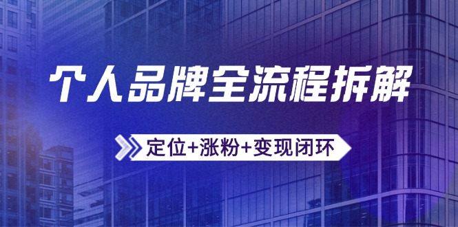 个人品牌全流程拆解：定位+涨粉+变现闭环，微信生态运营与资源整合 - 搞薯条网-搞薯条网