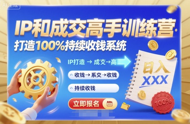 带你成为IP和成交高手的训练营，打造100%持续收钱系统 - 搞薯条网-搞薯条网