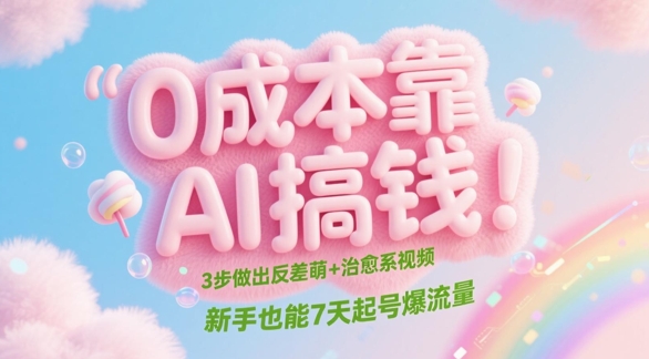 0成本靠AI搞钱！3步做出反差萌+治愈系视频，新手也能7天起号爆流量 - 搞薯条网-搞薯条网
