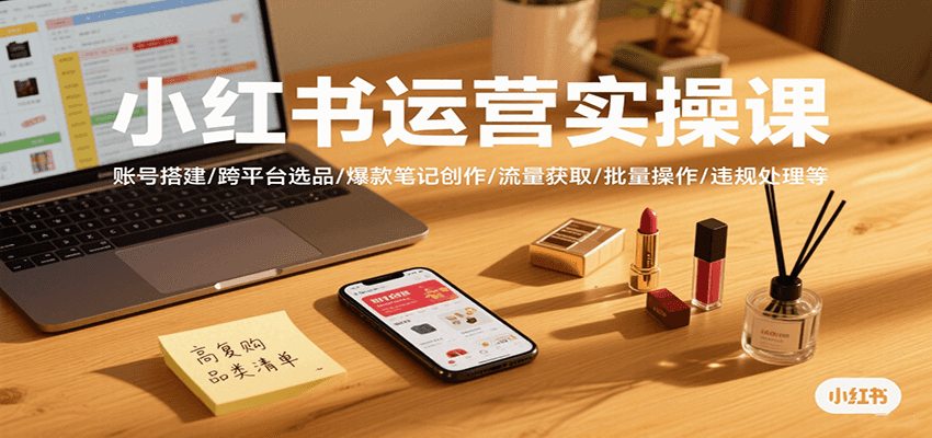 小红书运营实操课，账号搭建/跨平台选品/爆款笔记创作/流量获取/批量操作/违规处理等 - 搞薯条网-搞薯条网