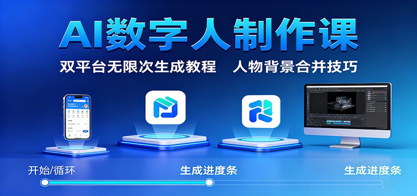 AI数字人制作课:双平台无限次生成教程,人物背景合并技巧-搞薯条网