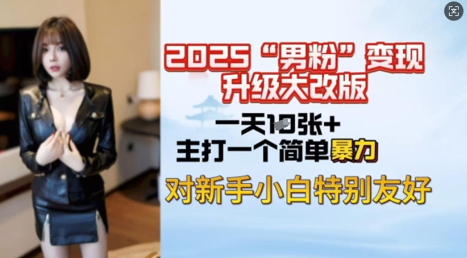 2025男粉变现全新玩法升级，日入上千简简单单，小白可轻松上手 - 搞薯条网-搞薯条网