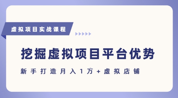 抓住虚拟项目各平台优势，新手轻松月入1W+(给出具体建议) - 搞薯条网-搞薯条网