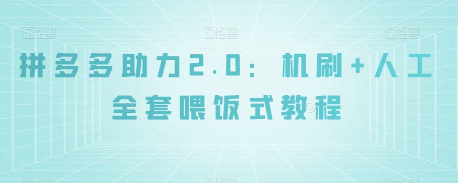 拼多多助力2.0：机刷+人工全套喂饭式教程【揭秘】-森森项目库