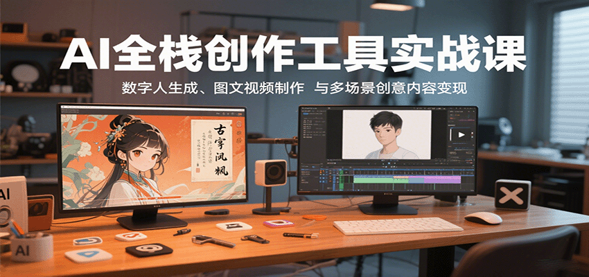 AI全栈创作工具实战课：数字人生成、图文视频制作与多场景创意内容变现 - 搞薯条网-搞薯条网