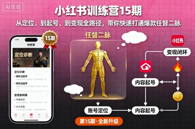 小红书训练营15期，从定位、到起号、到变现全路径，带你快速打通爆款任督二脉 - 搞薯条网-搞薯条网