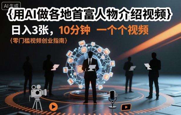 用AI做各地首富人物介绍视频，日入3张，10分钟一个视频-搞薯条网