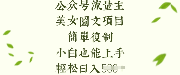 流量主长期收益项目，美女图片简单复制，小白也能上手，轻松日入5张 - 搞薯条网-搞薯条网