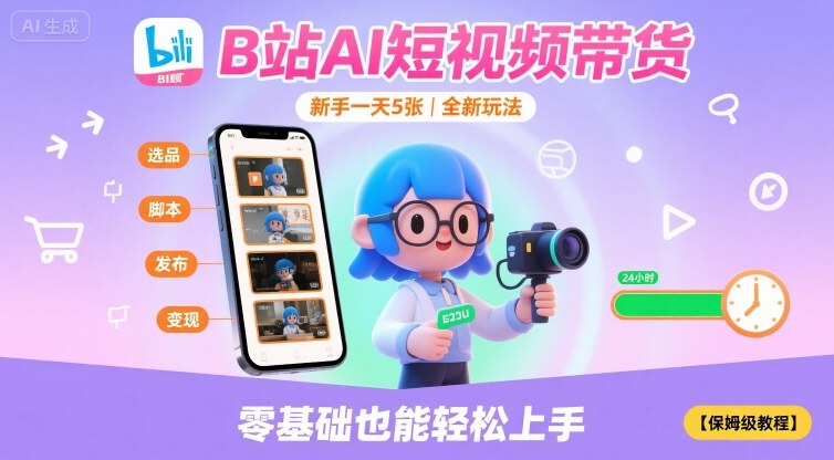B站AI短视频带货，新手一天5张，全新玩法【保姆级教程】 - 搞薯条网-搞薯条网