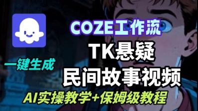 Coze扣子工作流一键生成TK悬疑民间故事视频,AI实操教学+保姆级教程-搞薯条网