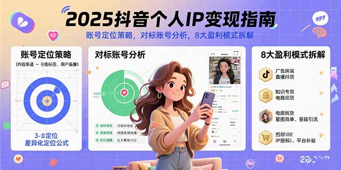 2025抖音个人IP变现指南，账号定位策略，对标账号分析，8大盈利模式拆解 - 搞薯条网-搞薯条网