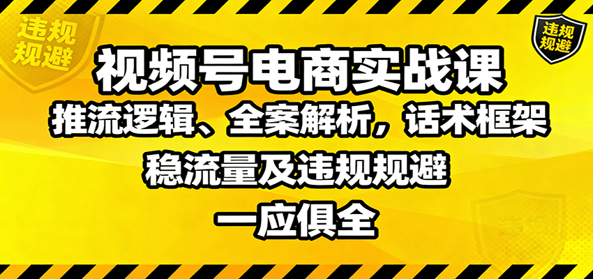 视频号电商实战课：推流逻辑、全案解析，话术框架，稳流量及违规规避等 - 搞薯条网-搞薯条网