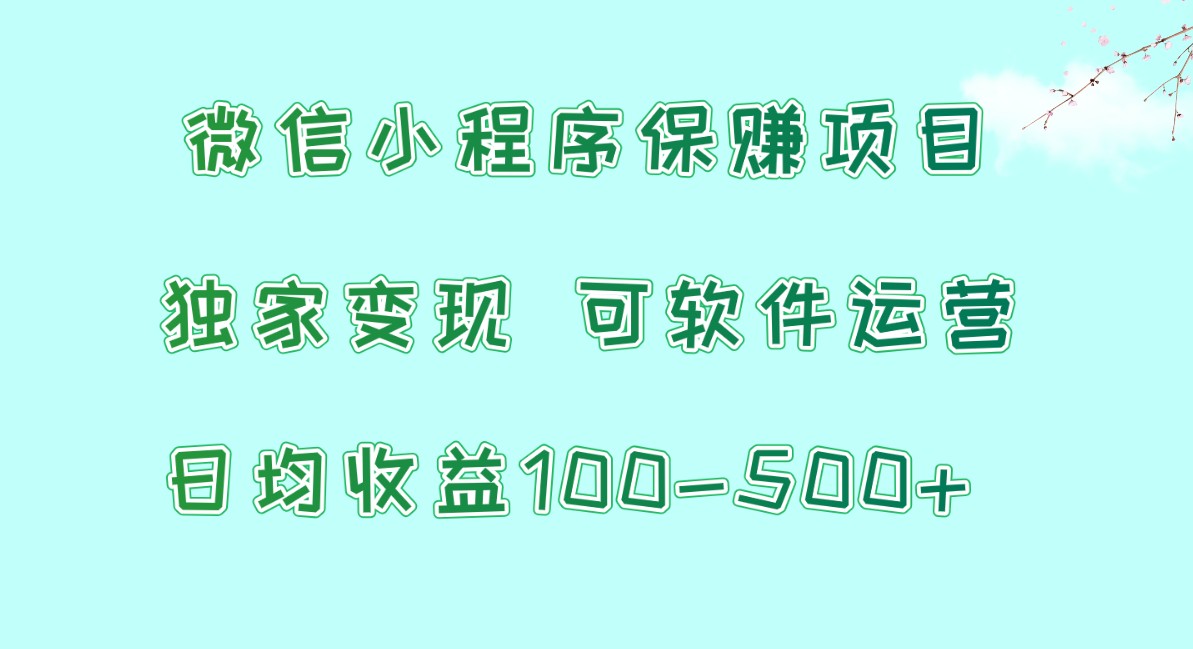 微信小程序保赚项目，日均收益100~500+，独家变现，可软件运营 - 搞薯条网-搞薯条网