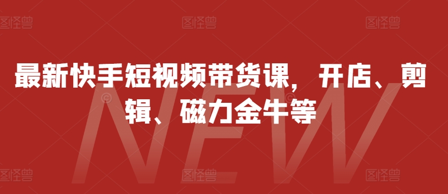 最新快手短视频带货课，开店、剪辑、磁力金牛等 - 搞薯条网-搞薯条网