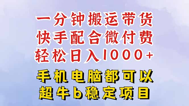 快手黑科技一分钟搬运带货，一刀不剪过原创，微付费投流玩法，轻松日入… - 搞薯条网-搞薯条网