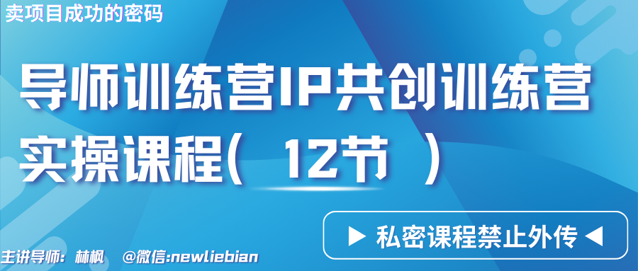 导师训练营3.0IP共创训练营私密实操课程(12节)-卖项目的密码成功秘诀 - 搞薯条网-搞薯条网