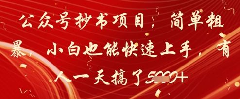 公众号抄书项目，简单粗暴，小白也能快速上手，有人一天搞了1k+ - 搞薯条网-搞薯条网