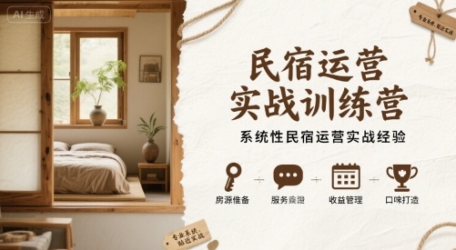 民宿运营实战训练营，系统性民宿运营实战经验 - 搞薯条网-搞薯条网