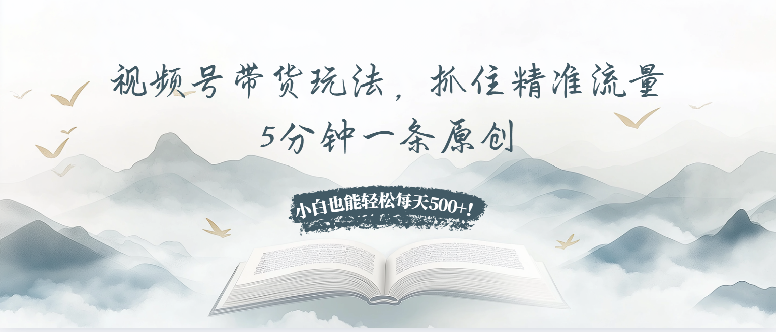视频号带货玩法，抓住精准流量，5分钟一条原创，小白也能轻松每天500+！ - 搞薯条网-搞薯条网
