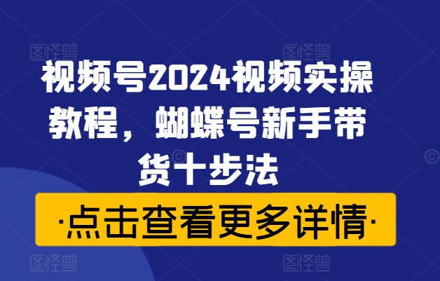 视频号2024视频实操教程，蝴蝶号新手带货十步法 - 搞薯条网-搞薯条网