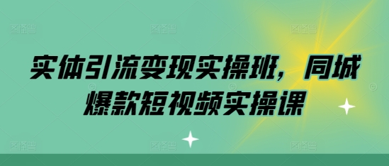 实体引流变现实操班，同城爆款短视频实操课 - 搞薯条网-搞薯条网