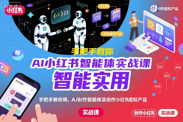 AI小红书智能体实战课,手把手教你用AI制作智能体及创作小红书虚拟产品,提效+内容商业化-搞薯条网