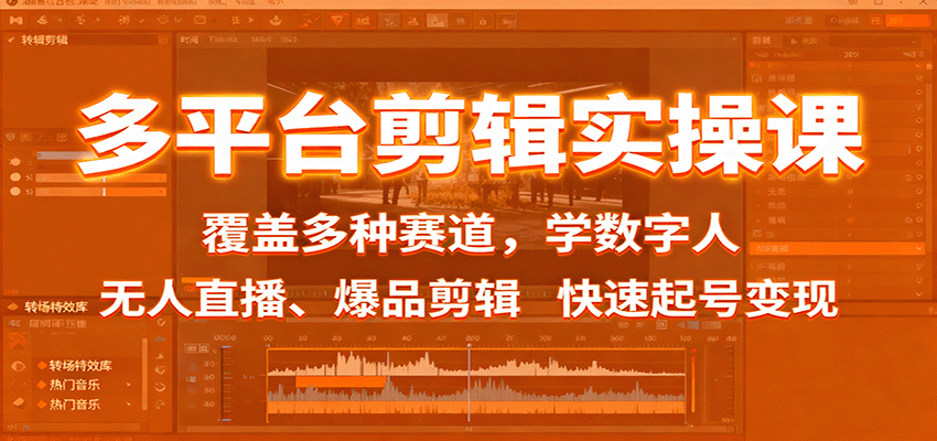 多平台剪辑实操课：覆盖多种赛道，学数字人、无人直播、爆品剪辑，快速起号变现 - 搞薯条网-搞薯条网
