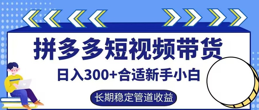 拼多多短视频带货日入300+有长期稳定被动收益，合适新手小白【揭秘】 - 搞薯条网-搞薯条网
