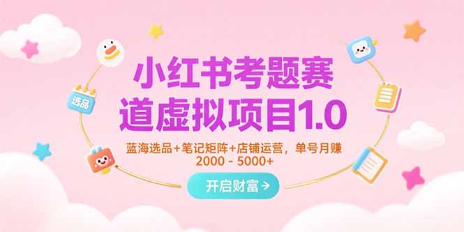 小红书考题赛道虚拟项目1.0，蓝海选品+笔记矩阵+店铺运营，单号月赚5000+ - 搞薯条网-搞薯条网