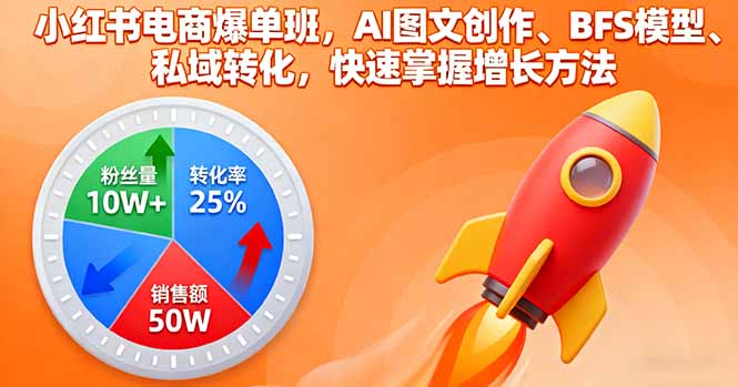 小红书电商爆单班,AI图文创作、BFS模型、私域转化,快速掌握增长方法-搞薯条网
