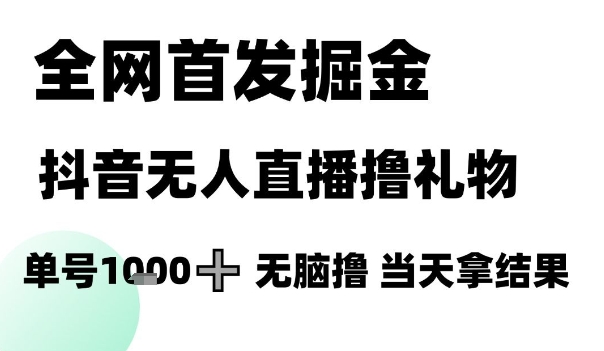 全网首发掘金抖音无人直播撸礼物，单号1k +无脑撸，当天拿结果【揭秘】 - 搞薯条网-搞薯条网