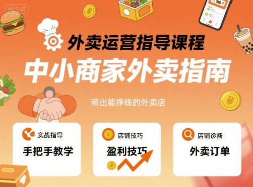 外卖运营指导课程，中小商家外卖指南，手把手带出能挣钱的外卖店 - 搞薯条网-搞薯条网