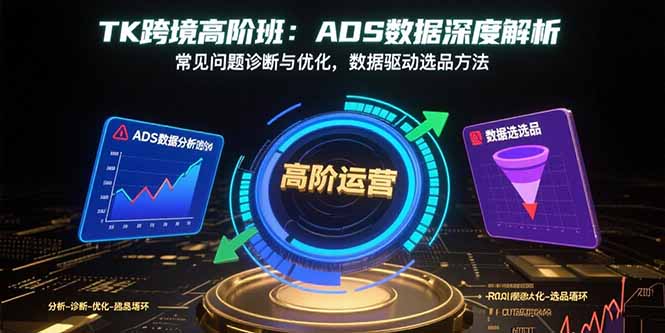 TK跨境高阶班：ADS数据深度解析，常见问题诊断与优化，数据驱动选品方法 - 搞薯条网-搞薯条网