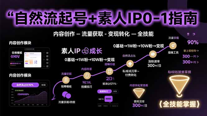自然流起号+素人IP0-1指南，快速掌握内容创作-流量获取-变现转化-全技能 - 搞薯条网-搞薯条网