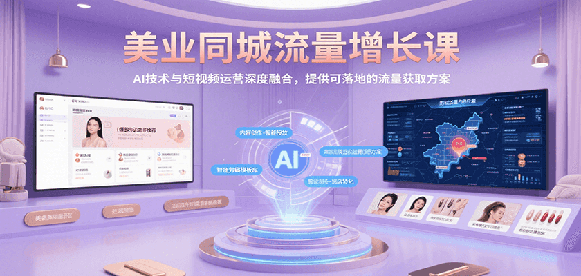 美业同城流量增长课，AI技术与短视频运营深度融合，提供可落地的流量获取方案 - 搞薯条网-搞薯条网