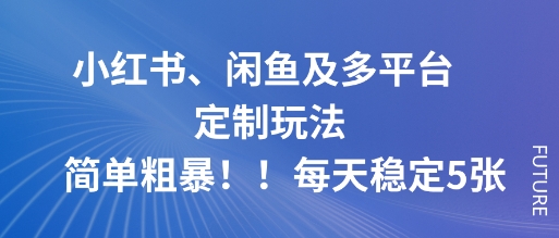 小红书、闲鱼及多平台定制玩法简单粗暴！每天稳定5张 - 搞薯条网-搞薯条网