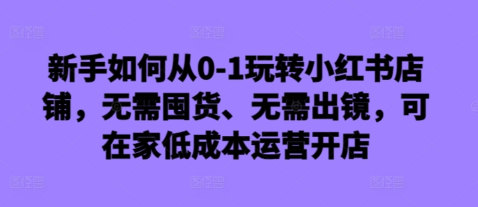 新手如何从0-1玩转小红书店铺，无需囤货、无需出镜，可在家低成本运营开店 - 搞薯条网-搞薯条网