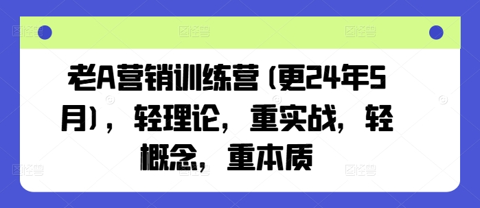老A营销训练营(更25年6月)，轻理论，重实战，轻概念，重本质 - 搞薯条网-搞薯条网