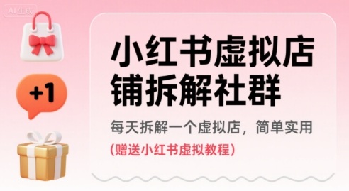 小红书虚拟店铺拆解社群，每天拆解一个虚拟店，简单实用(赠送小红书虚拟教程) - 搞薯条网-搞薯条网