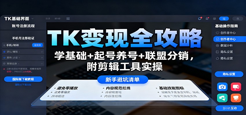 TK变现全攻略：学基础+起号养号+联盟分销，附剪辑工具实操 - 搞薯条网-搞薯条网