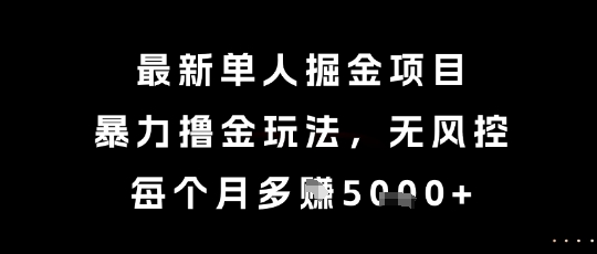 最新单人掘金项目，暴力撸金玩法，无风控，每个月多挣5k+【揭秘】 - 搞薯条网-搞薯条网