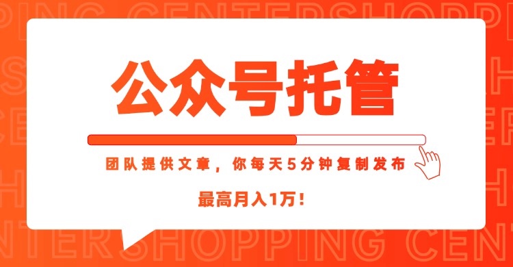 【公众号托管 】我提供文章，你每天５分钟复制发布，最高月入1W - 搞薯条网-搞薯条网