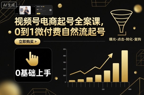 视频号电商起号全案课，0到1微付费自然流起号 - 搞薯条网-搞薯条网