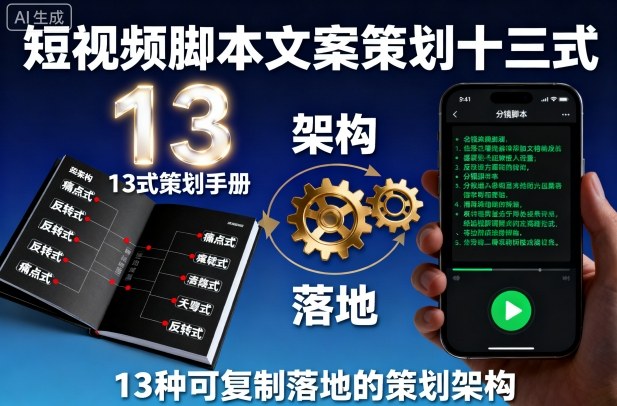 短视频脚本文案策划十三式，13种可复制落地的策划架构 - 搞薯条网-搞薯条网