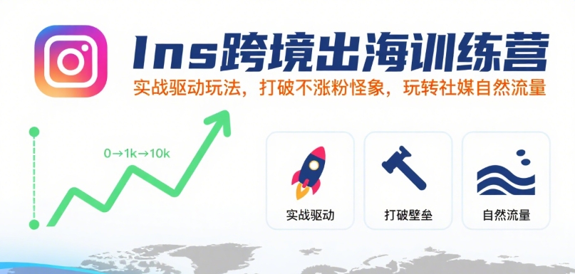 Ins跨境出海训练营，实战驱动玩法，打破不涨粉怪象，玩转社媒自然流量 - 搞薯条网-搞薯条网