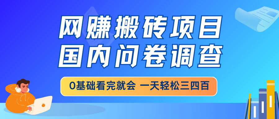 网赚搬砖项目，国内问卷调查，0基础看完就会 一天轻松三四百，靠谱副业… - 搞薯条网-搞薯条网