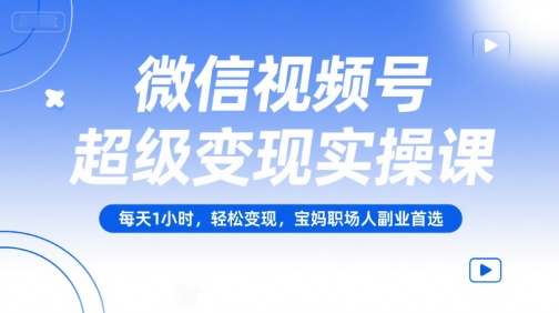微信视频号超级变现实操课，每天1小时，轻松变现，宝妈职场人副业首选 - 搞薯条网-搞薯条网