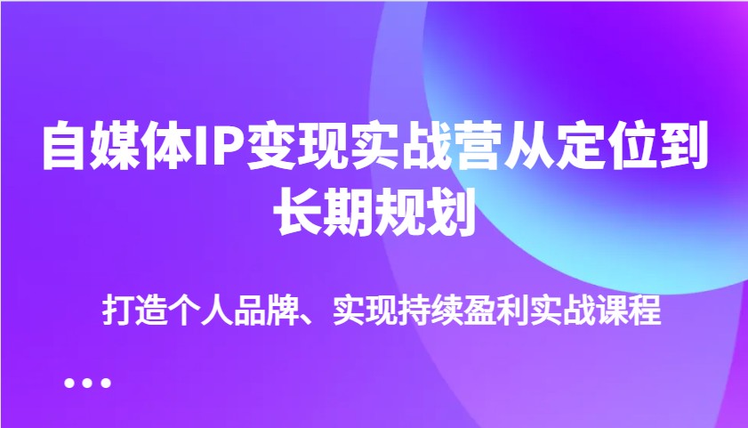 自媒体IP变现实战营从定位到长期规划，打造个人品牌、实现持续盈利实战课程 - 搞薯条网-搞薯条网