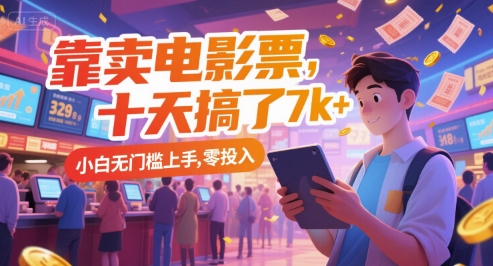 靠卖电影票，十天搞了7k+，小白无门槛上手，零投入【揭秘】 - 搞薯条网-搞薯条网